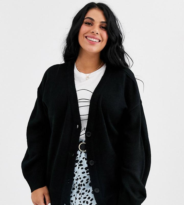 Brave Soul Plus Kiki Cardigan In Black