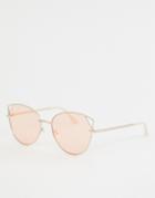 Jeepers Peepers Cat Eye Sunglasses In Gold With Pink Lens - Pink
