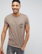 Asos T-shirt With Gothic Chest Print - Brown