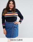 Asos Curve Sweater With Bright Stripe - Multi