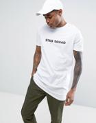 Asos Super Longline T-shirt With Stag Squad Print - White