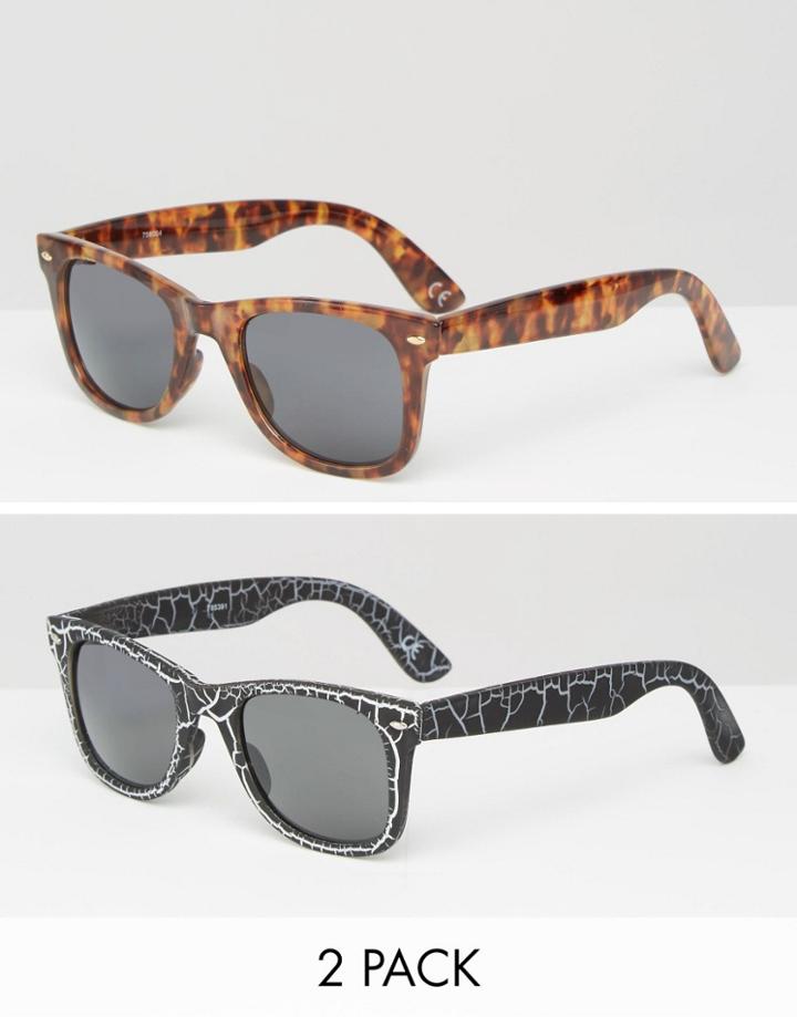 Asos 2 Pack Square Sunglasses Save 20% - Multi