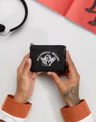 Asos Leather Zip Wallet With Printed Cherub Design - Black