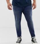 Asos Design Plus Super Skinny Jeans In Dark Wash - Blue