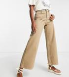 Reclaimed Vintage Inspired '88 Wide Leg Jeans In Beige With White Stitching-neutral