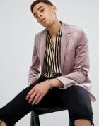 Moss London Skinny Blazer In Velvet In Mink - Pink