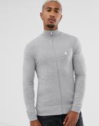 Asos Design Muscle Jersey Track Jacket In Gray Marl With Triangle