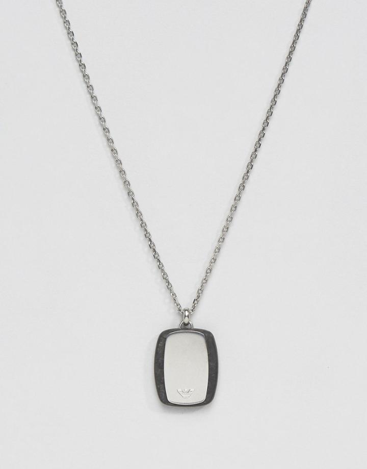 Emporio Armani Carbon Stripe Dogtag Necklace - Silver