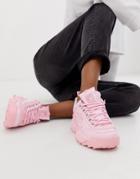 Fila Dusty Pink Disruptor Ii Premium Patent Sneakers - Black