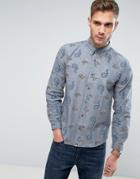 Pretty Green Kelby Print Shirt - Blue