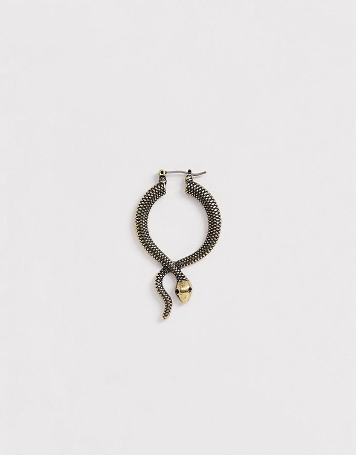 Reclaime Vintage Inspired Hoop Statement Earring With Snake Design In Gold Exclusive At Asos - Gold