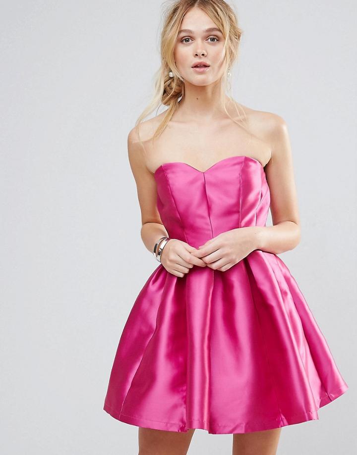 Chi Chi London Structured Bandeau Mini Dress - Pink