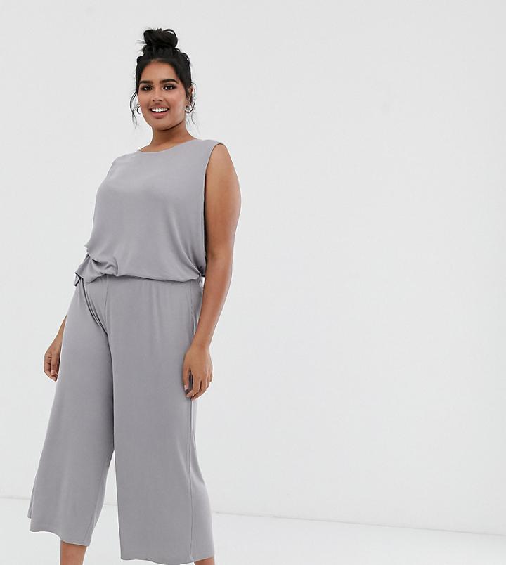 Asos Design Curve Rib Jersey Mix & Match Culotte-gray