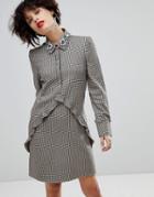 Mango Check Dress With Embellished Collar - Multi