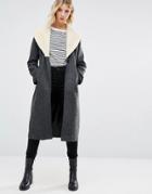 Cooper & Stollbrand Long Line Wool Trench In Gray - Gray