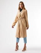 Miss Selfridge Longline Duster Coat In Camel-brown