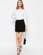 Asos A-line Skirt With Scallop Pockets - Black