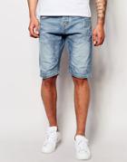 Jack & Jones Anti Fit Denim Shorts With Panels - Light Blue