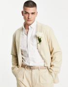 Asos Design Relaxed Oversized Suit Jacket In Camel Micro Texture-neutral