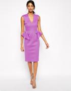 Asos Mesh Peplum Midi Dress - Purple
