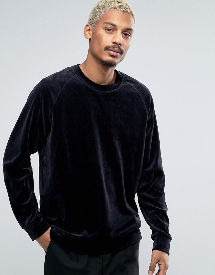 Weekday Velour Sweater - Navy