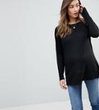 Asos Maternity T-shirt With Longline Sleeve In Lightweight Jersey - Black
