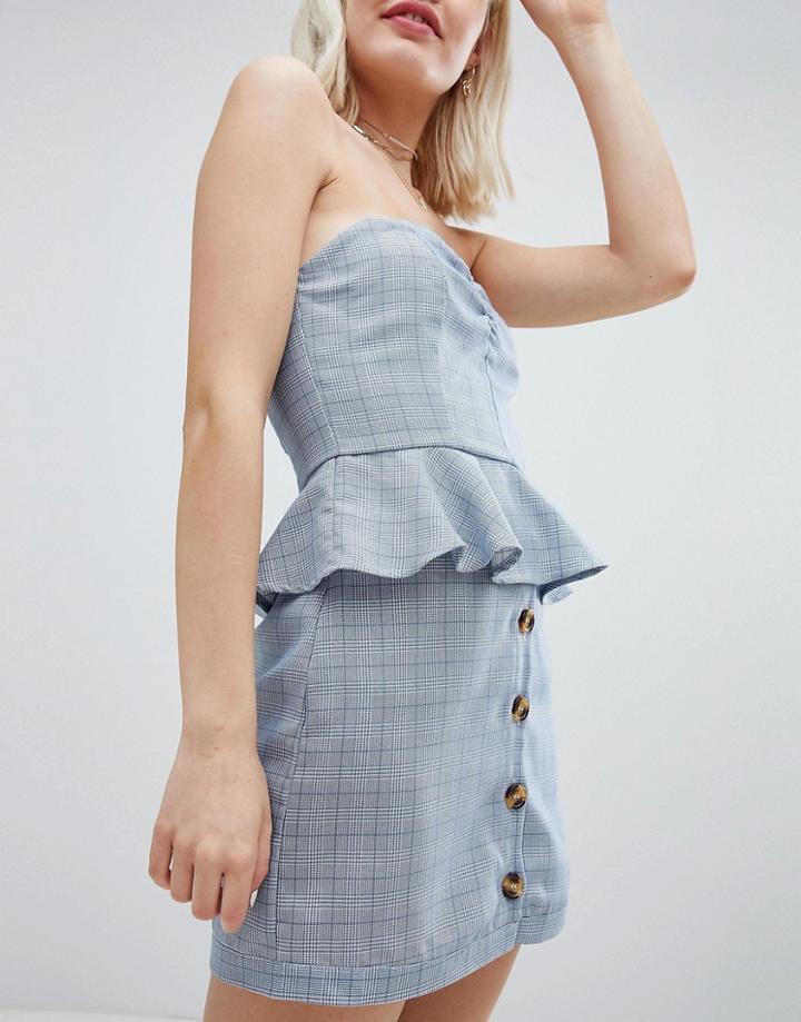 Emory Park Button Front Mini Skirt In Prince Of Wales Check Two-piece-blue