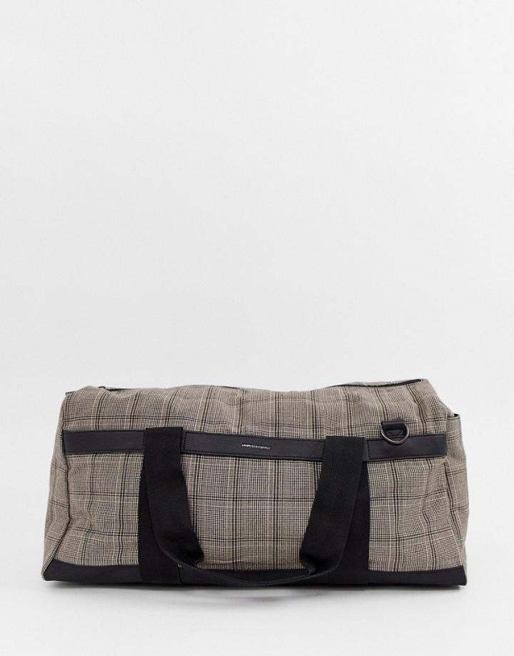 Asos Design Carryall In Brown Check Print