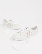 Asos Design Dance Star Embroidered Lace Up Sneakers - White