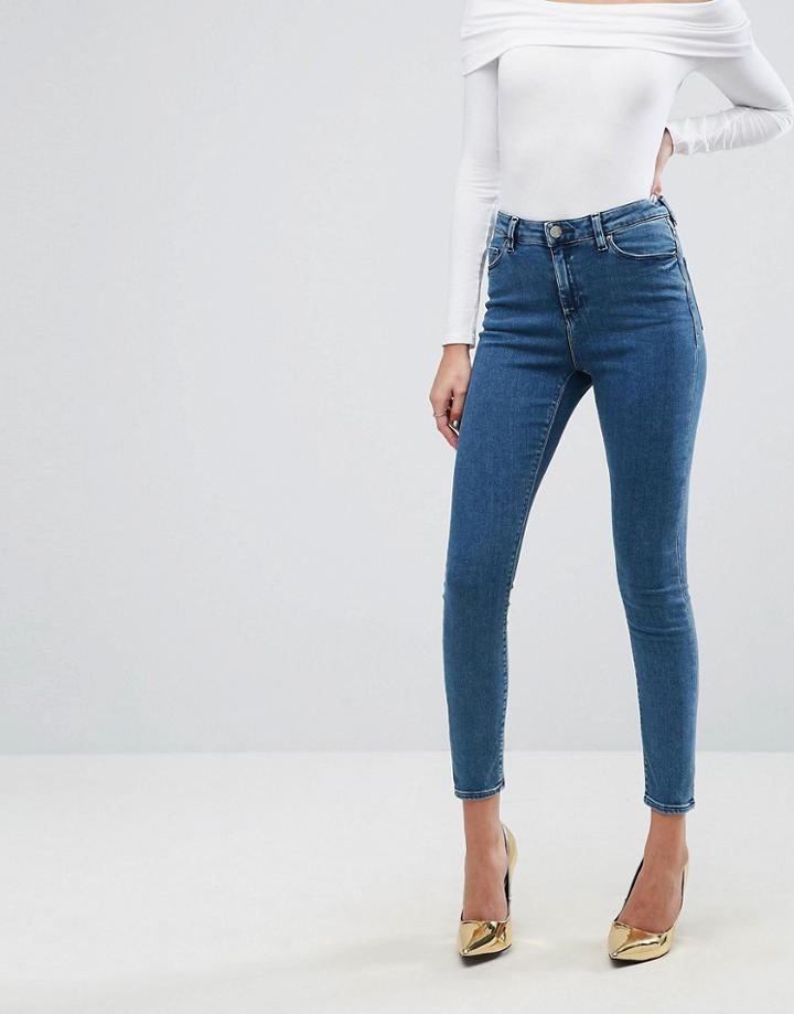 Asos Ridley Skinny Jeans In Lanie London Blue Wash - Blue