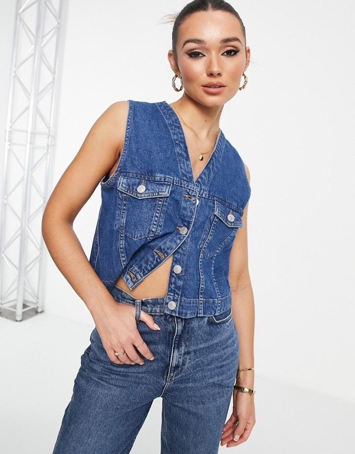 Envii Denim Midwash Vest - Part Of A Set-blue