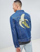 Weekday Banana Embroidered Core Denim Jacket - Blue