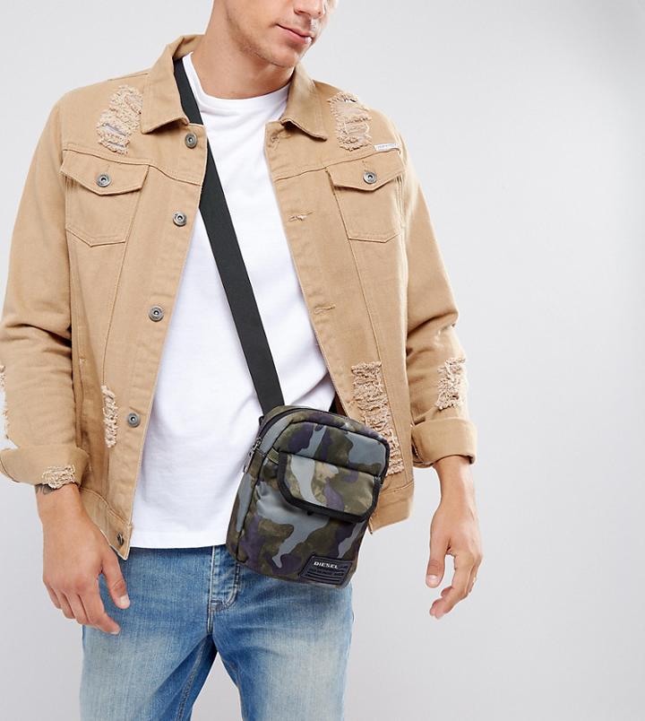 Diesel Flight Bag In Camo - Green