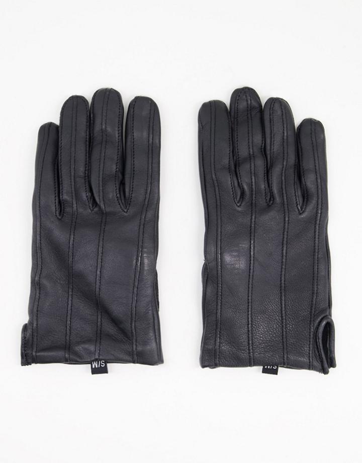 Bolongaro Trevor Leather Driving Gloves In Black