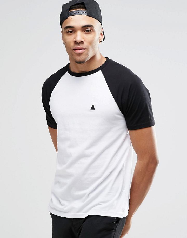 Asos Logo T-shirt With Contrast Raglan Sleeves In White/black