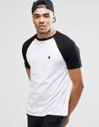Asos Logo T-shirt With Contrast Raglan Sleeves In White/black