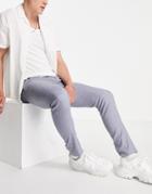 Asos Design Smart Cotton Skinny Pants In Blue - Part Of A Set-blues