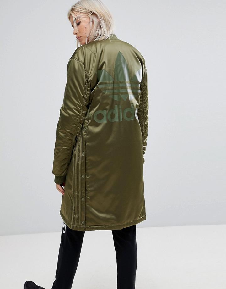 Adidas Originals Oversized Longline Bomber Jacket - Green
