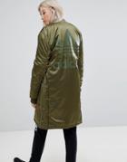 Adidas Originals Oversized Longline Bomber Jacket - Green