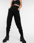 Topshop Knitted Quilted Sweatpants In Black