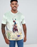 Asos Design Relaxed T-shirt With All Over Rodeo Print In Velour - Multi