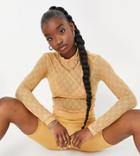 Puma Infuse Sheer Repeat Logo Long Sleeve Top In Caramel-neutral