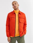 Asos Design Quilted Jacket With Utility Details In Orange