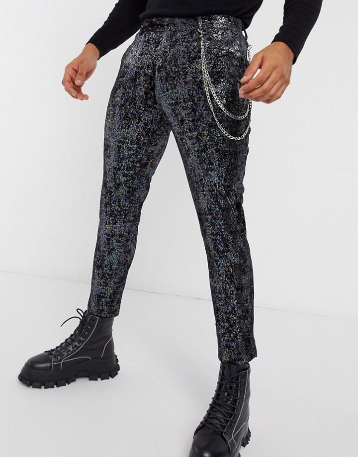 Asos Design Super Skinny Velvet Smart Pants In Black And Navy