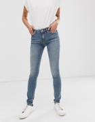 Selected Femme Regular Waist Mid Wash Blue Skinny Jeans