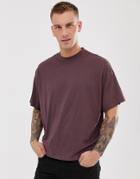 Asos Design Organic Oversized Fit T-shirt With Crew Neck In Burgundy - Red