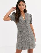 In The Style Short Sleeve Check Blazer Dress-multi