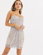 Starlet Strapless All-over Embellished Mini Bodycon In Silver