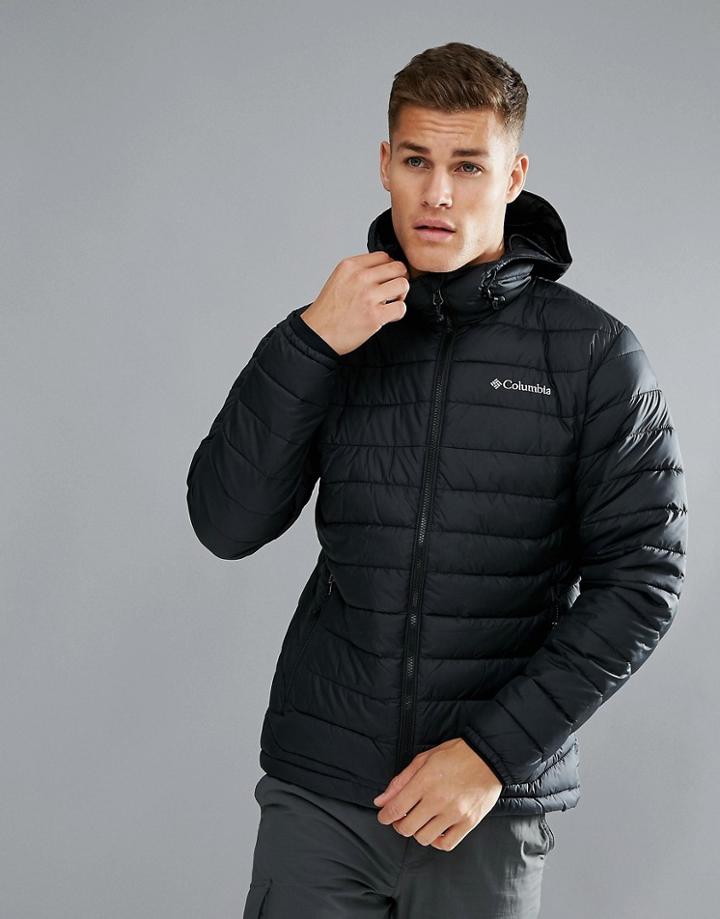 Columbia Powder Lite Puffer Jacket Hooded In Black - Black