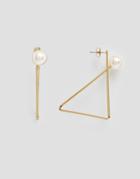 Monki Abstract Pearl Earrings - Gold